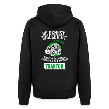Traktor Fahren Traktor Shirt Kinder Junge Geschenk - Unisex Premium Bio Zip Hoodie - Schwarz - Hinten - Nico (187cm)