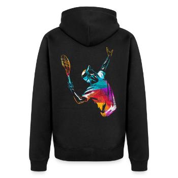 Tennis Sport - Unisex Premium Bio Zip Hoodie - Schwarz - Hinten - Nico (187cm)