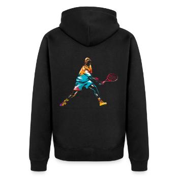 Tennis Sport - Unisex Premium Bio Zip Hoodie - Schwarz - Hinten - Nico (187cm)