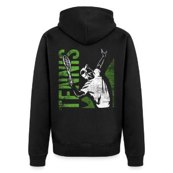 Tennis Sport - Unisex Premium Bio Zip Hoodie - Schwarz - Hinten - Nico (187cm)