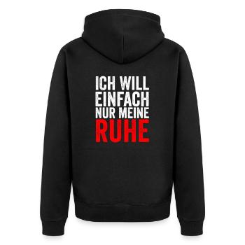 Introvertiert Ich will einfach nur meine Ruhe - Unisex Premium Bio Zip Hoodie - Schwarz - Hinten - Nico (187cm)