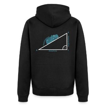 Pythagoras Hypotenuse Mathe Shirt Geschenk - Unisex Premium Bio Zip Hoodie - Schwarz - Hinten - Nico (187cm)