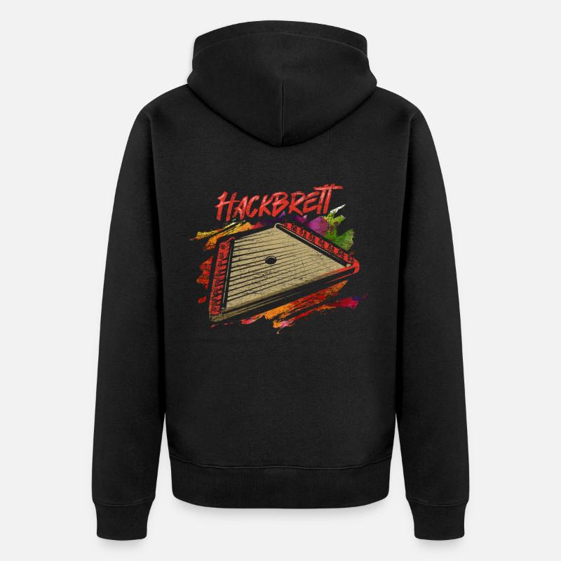 Hackbrett Kastenzither Musik - Unisex Premium Bio Zip Hoodie - Schwarz