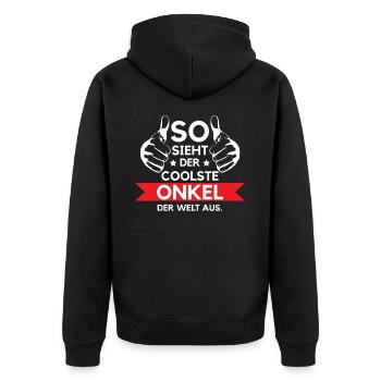 Onkel Geburtstagsgeschenk Cooler Spruch Patenonkel - Unisex Premium Bio Zip Hoodie - Schwarz - Hinten - Nico (187cm)