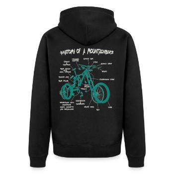 Anatomie d’un vélo de montagne en descente - Veste à capuche bio Premium Unisexe - noir - Dos - Nico (187cm)