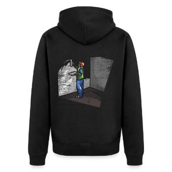 Stuckateur Putzarbeiten - Unisex Premium Bio Zip Hoodie - Schwarz - Hinten - Nico (187cm)