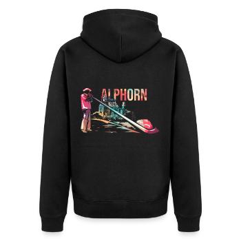 Alphorn - Unisex Premium Bio Zip Hoodie - Schwarz - Hinten - Nico (187cm)