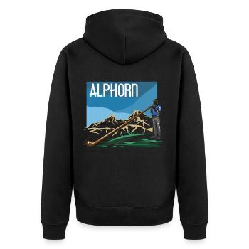 Alphorn - Unisex Premium Bio Zip Hoodie - Schwarz - Hinten - Nico (187cm)