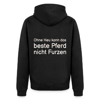 Pferd Pferde Spruch horse - Unisex Premium Bio Zip Hoodie - Schwarz - Hinten - Nico (187cm)
