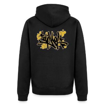 Hip Hop Graffiti - Unisex Premium Bio Zip Hoodie - Schwarz - Hinten - Nico (187cm)