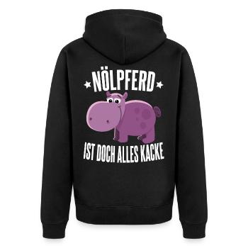 Nölpferd Nilpferd Ist doch alles kacke Geschenk - Unisex Premium Bio Zip Hoodie - Schwarz - Hinten - Nico (187cm)