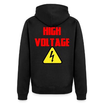 High voltage un logo à forte intensité - Veste à capuche bio Premium Unisexe - noir - Dos - Nico (187cm)