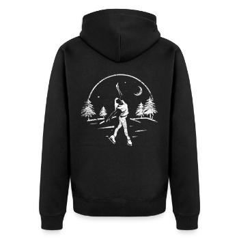 Schlittschuhlaufen Eiskunstlaufen - Unisex Premium Bio Zip Hoodie - Schwarz - Hinten - Nico (187cm)