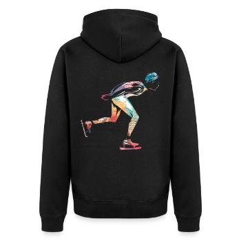 Schlittschuhlaufen Eiskunstlaufen - Unisex Premium Bio Zip Hoodie - Schwarz - Hinten - Nico (187cm)
