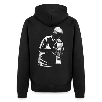 Melodica - Unisex Premium Organic Zip Hoodie - black - Back - Nico (187cm)