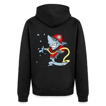 Fire brigade Hai in action against the fire - Unisex Premium Organic Zip Hoodie - black - Back - Nico (187cm)