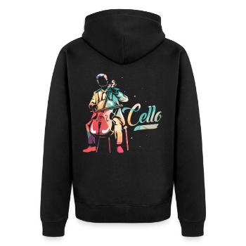 Cello - Unisex Premium Bio Zip Hoodie - Schwarz - Hinten - Nico (187cm)