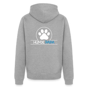 Bester Hunde Papa Geschenk Herrchen Hundebesitzer - Unisex Premium Bio Zip Hoodie - Grau meliert - Hinten - Nico (187cm)
