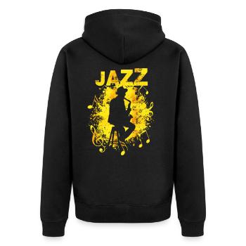 Jazz Saxophonist - Unisex Premium Bio Zip Hoodie - Schwarz - Hinten - Nico (187cm)