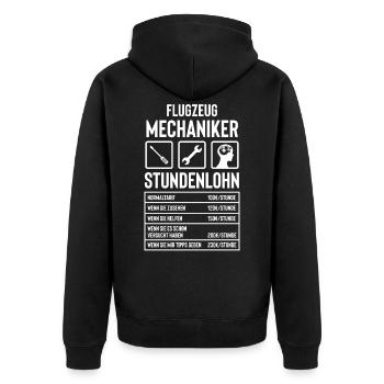 Flugzeugmechaniker Geschenkidee - Unisex Premium Bio Zip Hoodie - Schwarz - Hinten - Nico (187cm)