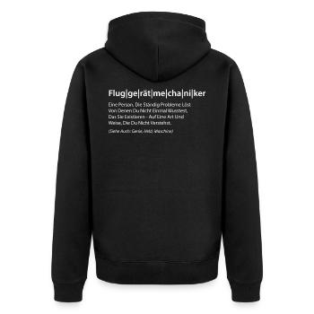 Fluggerätmechaniker Spruch - Unisex Premium Bio Zip Hoodie - Schwarz - Hinten - Nico (187cm)