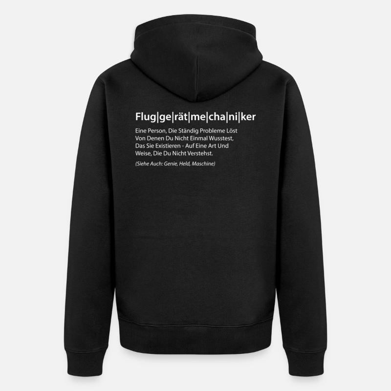 Fluggerätmechaniker Spruch - Unisex Premium Bio Zip Hoodie - Schwarz