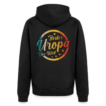 Bester Uropa Geschenk - Unisex Premium Bio Zip Hoodie - Schwarz - Hinten - Nico (187cm)