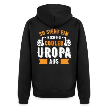 Uropa Urgroßvater Spruch - Unisex Premium Bio Zip Hoodie - Schwarz - Hinten - Nico (187cm)
