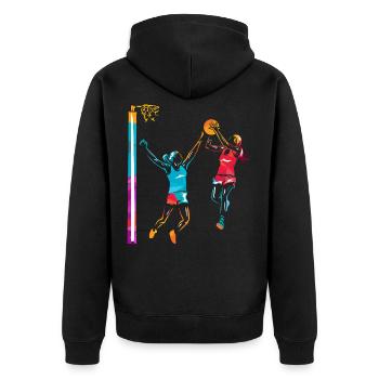 Netzball - Unisex Premium Bio Zip Hoodie - Schwarz - Hinten - Nico (187cm)