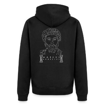 MARCVS AVRELIVS - Unisex Premium Bio Zip Hoodie - Schwarz - Hinten - Nico (187cm)