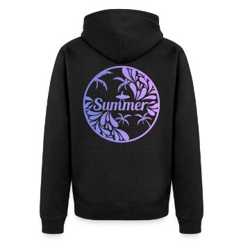 Sommer - Unisex Premium Bio Zip Hoodie - Schwarz - Hinten - Nico (187cm)
