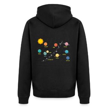 Sonnensystem Planeten Weltraum Astronomie - Unisex Premium Bio Zip Hoodie - Schwarz - Hinten - Nico (187cm)