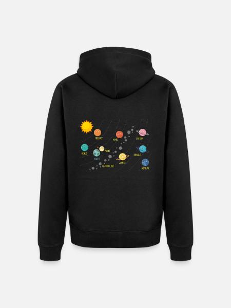 Astronomie spatiale des planètes du système solaire - Veste à capuche bio Premium Unisexe - noir