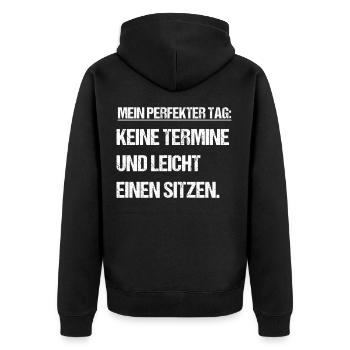 perfekter Tag Spruch Männer - Unisex Premium Bio Zip Hoodie - Schwarz - Hinten - Nico (187cm)