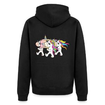 Halloween unicorns with coffin do a show - Unisex Premium Organic Zip Hoodie - black - Back - Nico (187cm)