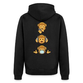 Three Wise Monkeys 2020 - Unisex Premium Organic Zip Hoodie - black - Back - Nico (187cm)