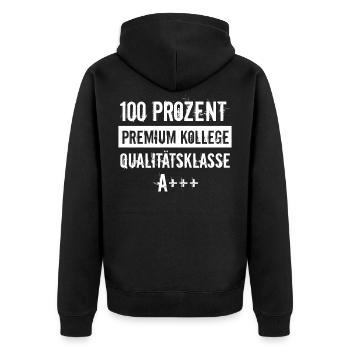 Premium Kollege Abschiedsgeschenk - Unisex Premium Bio Zip Hoodie - Schwarz - Hinten - Nico (187cm)