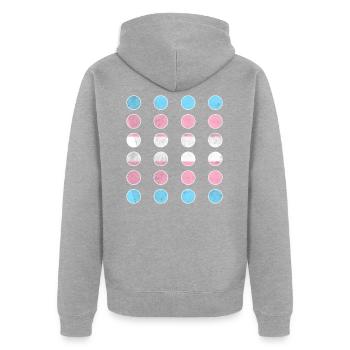 Transgender Pride LGBT Regenbogen Flagge LGBTQIA - Veste à capuche bio Premium Unisexe - gris chiné - Dos - Nico (187cm)