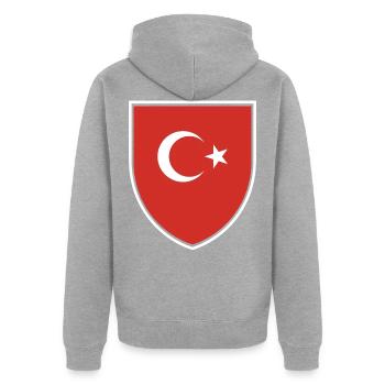 Türkei Flagge Osmanli - Unisex Premium Bio Zip Hoodie - Grau meliert - Hinten - Nico (187cm)