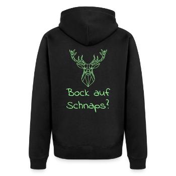 Schnaps trinken Spruch - Unisex Premium Bio Zip Hoodie - Schwarz - Hinten - Nico (187cm)