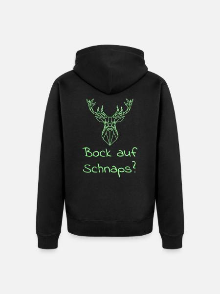 Schnaps trinken Spruch - Unisex Premium Bio Zip Hoodie - Schwarz