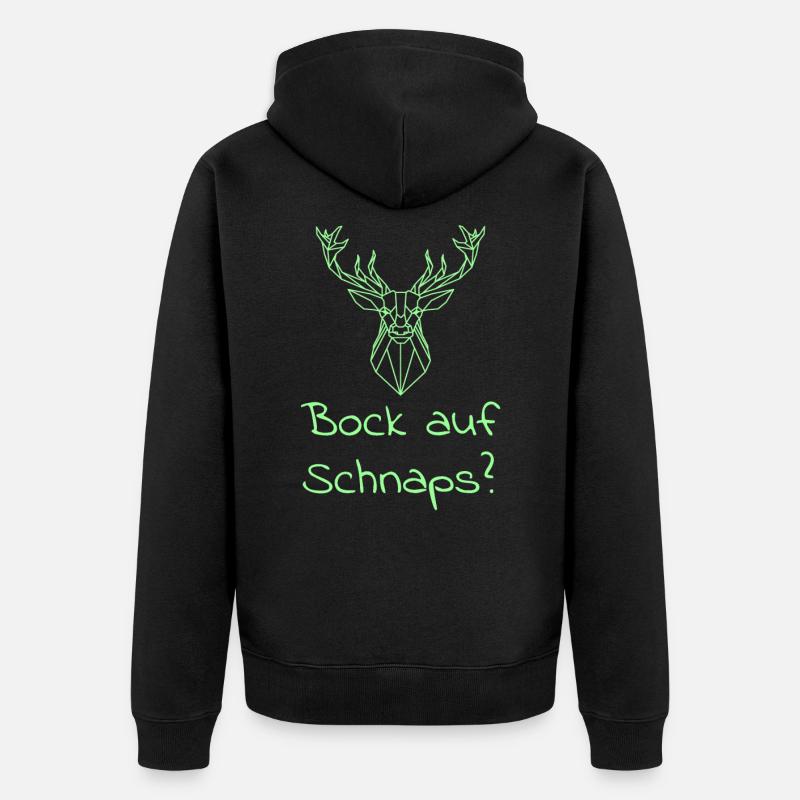 Schnaps trinken Spruch - Unisex Premium Bio Zip Hoodie - Schwarz