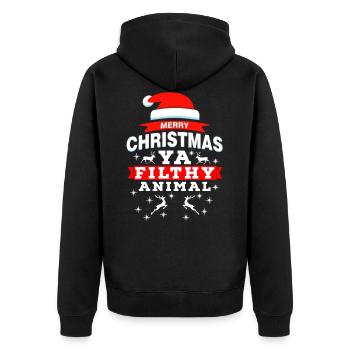 Weihnachten Weihnachten Weihnachten Weihnachten Weihnachten - Unisex Premium Bio Zip Hoodie - Schwarz - Hinten - Nico (187cm)