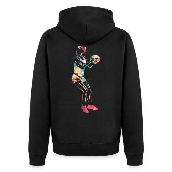 Netzball - Unisex Premium Bio Zip Hoodie - Schwarz - Hinten - Nico (187cm)