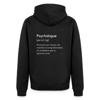 Définition drôle du mot psychologue. - Veste à capuche bio Premium Unisexe - noir - Dos - Nico (187cm)