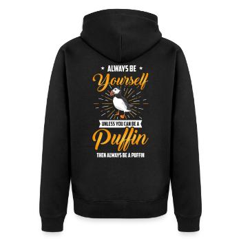 Puffin puffin - Unisex Premium Organic Zip Hoodie - black - Back - Nico (187cm)