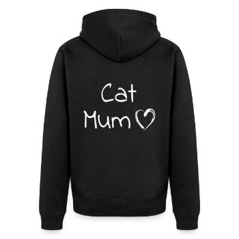 Cat Mum - Unisex Premium Bio Zip Hoodie - Schwarz - Hinten - Nico (187cm)