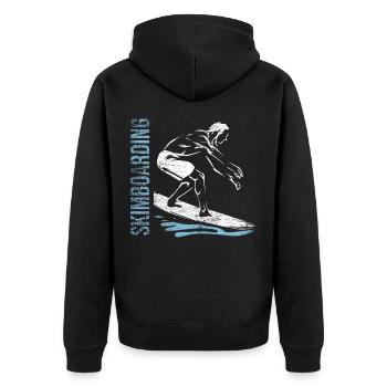 Skimboarding - Unisex Premium Bio Zip Hoodie - Schwarz - Hinten - Nico (187cm)