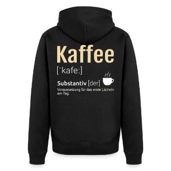 Kaffee Definition Lustige Sprüche - Unisex Premium Bio Zip Hoodie - Schwarz - Hinten - Nico (187cm)