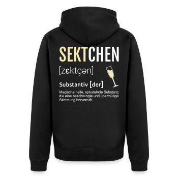 Sekt Spruch Für Sektliebhaber - Unisex Premium Bio Zip Hoodie - Schwarz - Hinten - Nico (187cm)